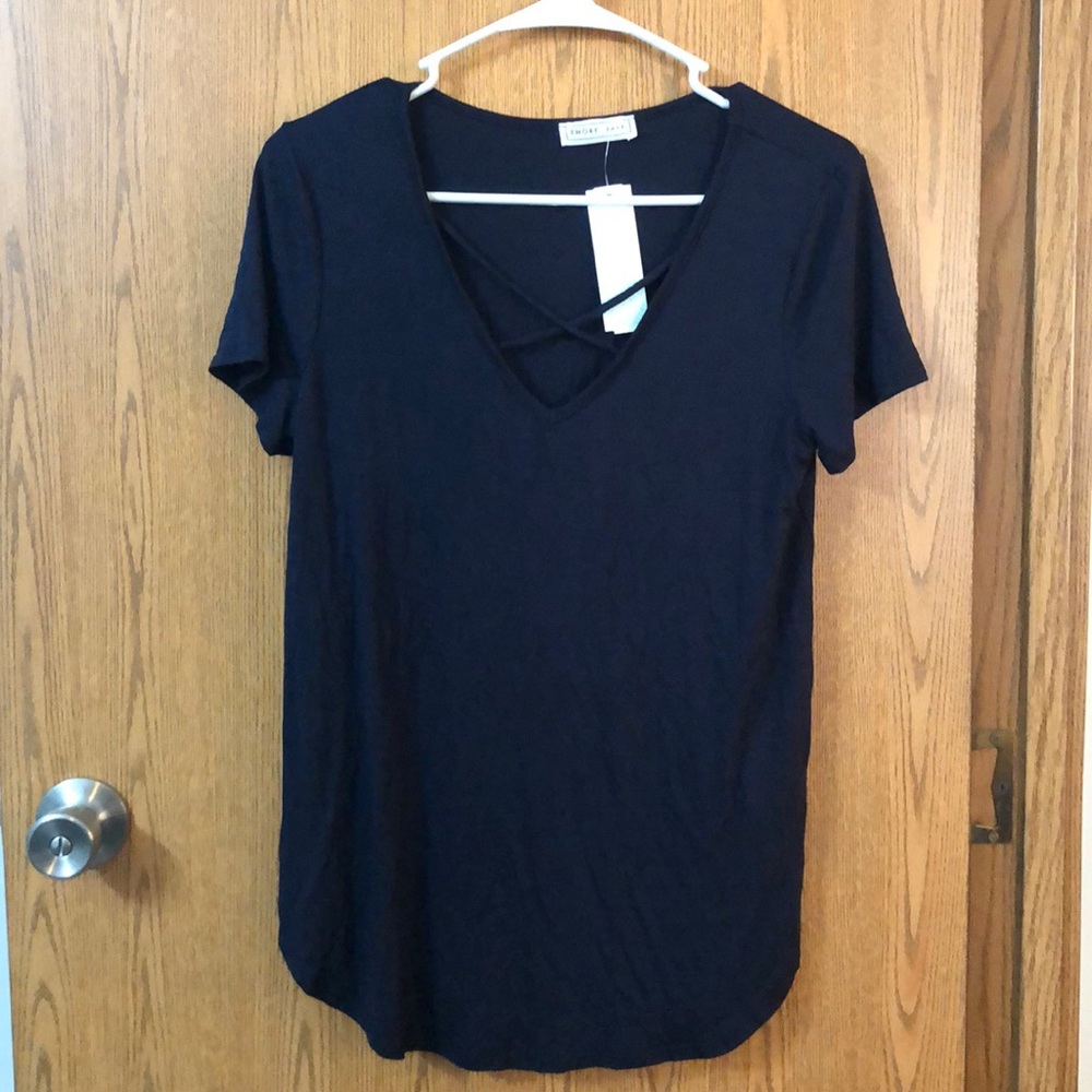 Stitch Fix Emory Park Short Sleeve Knit Top Navy Blue Small